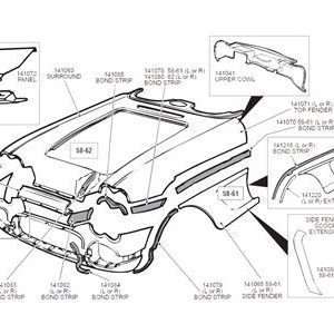 62 LEFT HAND SIDE FENDER BODY PANEL INCLUDES COVE MOULDING EXTENSION