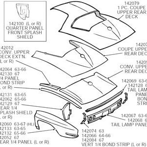 63-67 UPPER DECK - CONVERTIBLE REAR INCLUDES EXTENSIONS PM