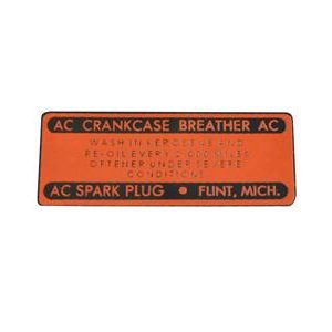 1955-1958 DECAL - OIL FILLER CAP ORANGE AND BLACK