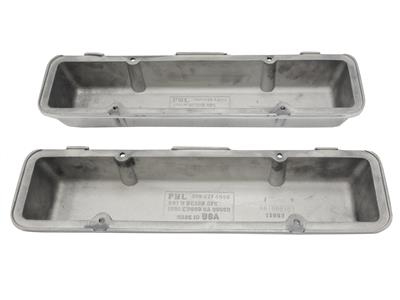 56-59 VALVE COVERS - 283 RIBBED W/CORVETTE SCRIPT & FINS POLISHED SAND CAST (ND) - Image 2