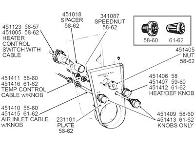 56-57 HEATER CONTROL SWITCH WITH CABLE - Image 2