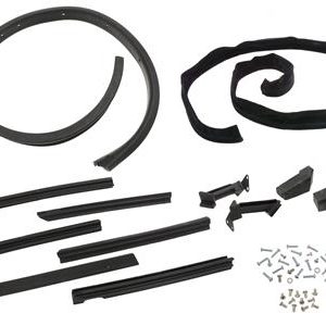 1957L-1958 SOFT TOP / CONVERTIBLE TOP WEATHERSTRIP KIT W/ BLACK REAR MOHAIR