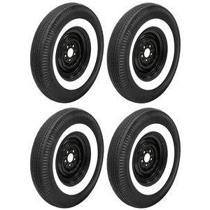 1953-1962 2-1/4?WHITEWALL FIRESTONE 670X15 WITH TIRES WITH WHEELS MOUNTED