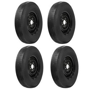 1953-1962 BIAS LOOK RADIAL BLACKWALL TIRES WITH WHEELS MOUNTED