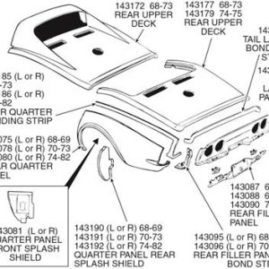 74-75 BODY REAR UPPER DECK - CONVERTIBLE PRESS MOULDED