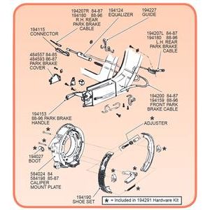 85-87 PARKING / EMERGENCY BRAKE MOUNT PLATE - RIGHT REAR CALIPER (U/R) (ND)